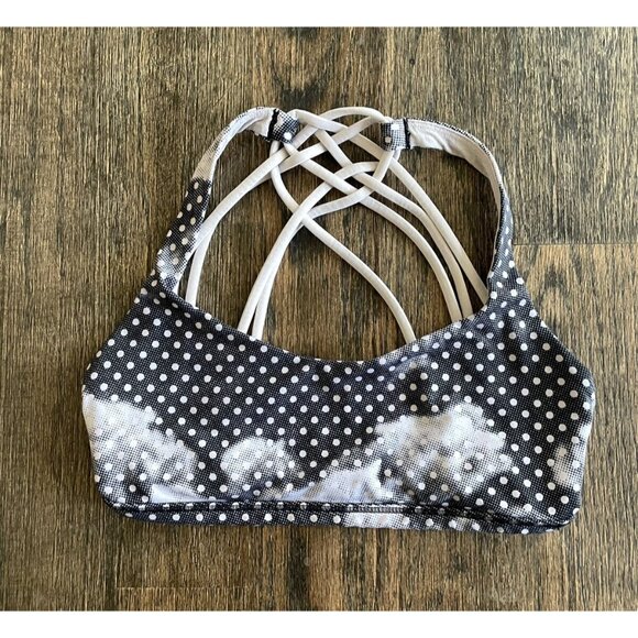 Lululemon Women's Black White Print Pattern Sports Bra Criss Cross Back Size 4 - Picture 1 of 7